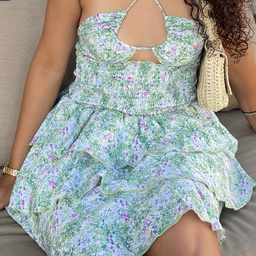 Floral Strap Ruffle Dress - Picture 4 of 4